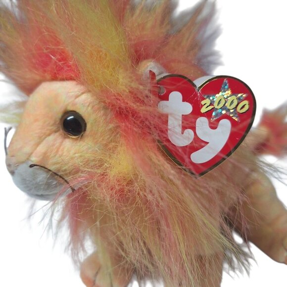 Ty Beanie Baby Bushy 2000 Lion Plush Orange Neon Cat Jungle Vintage - Picture 4 of 10